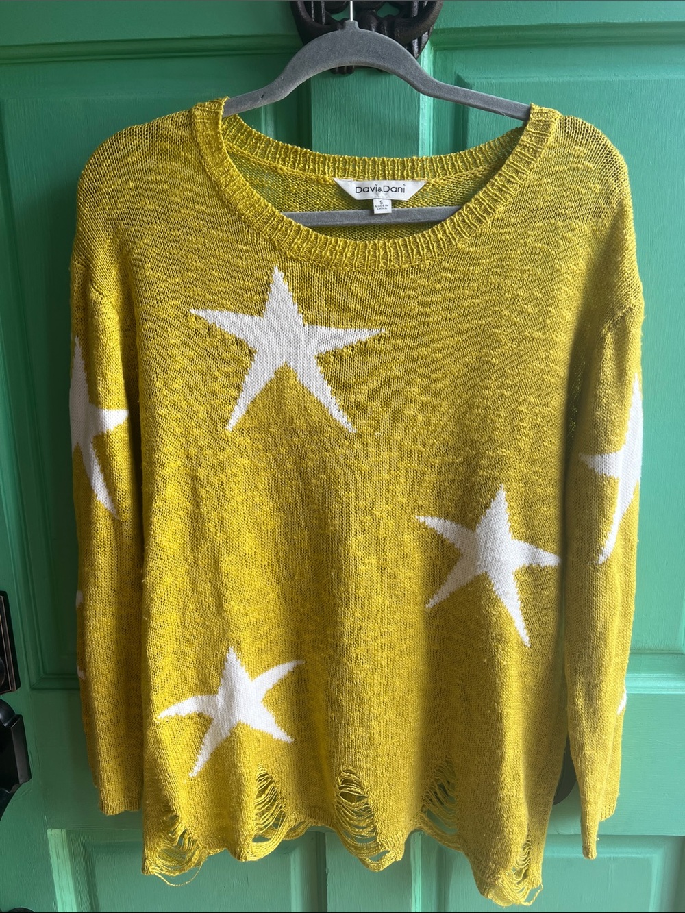 David & Dani Women's Yellow Star Knit Sweater